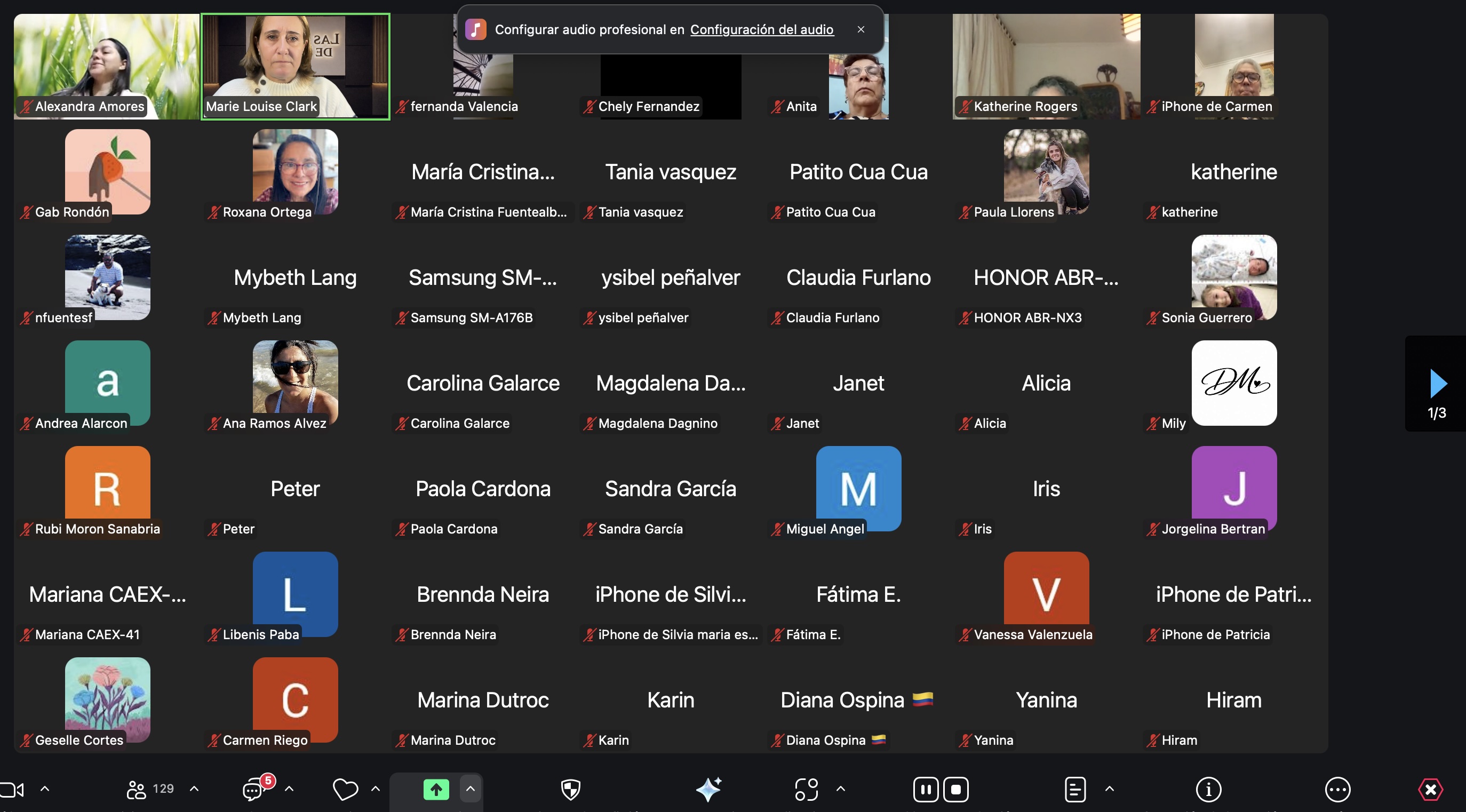 Clase en vivo por Zoom con Marie Louise Clark y familias conectadas